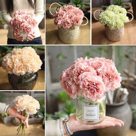1 bouquet 5 heads cheap peony flower artificial silk fake peony floral
