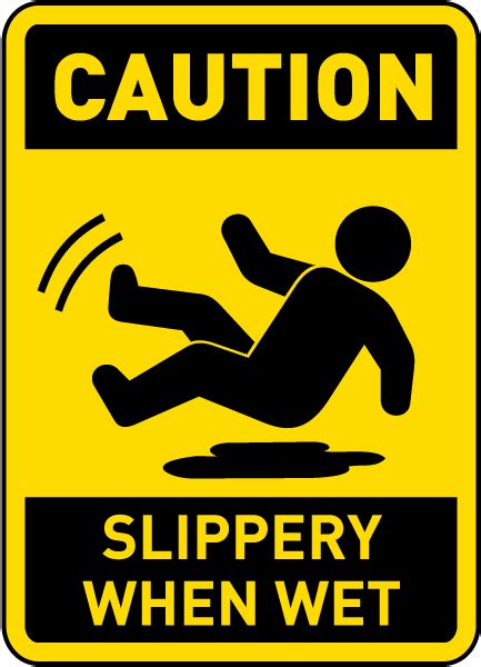 caution slippery  wet sign save  instantly