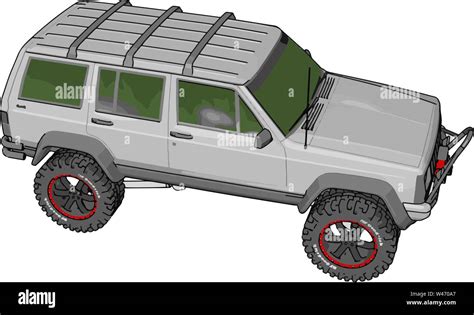white jeep cherokee illustration vector  white background stock