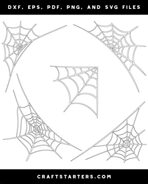 corner spider web outline patterns dfx eps  png  svg cut files