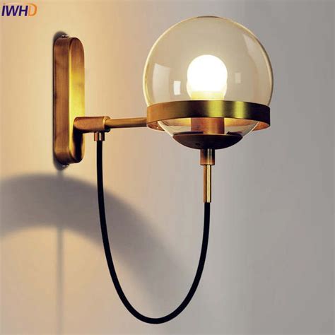 shop nordic moderne led wand lampe badezimmer schlafzimmer kupfer glas ball vintage wand