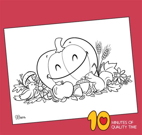 printable autumn coloring page  minutes  quality time