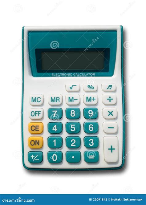 front  green calculator   white background stock photo image  electronic symbol