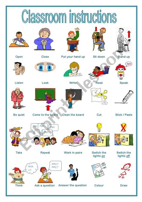 classroom instructions  handout editable esl worksheet  ludique