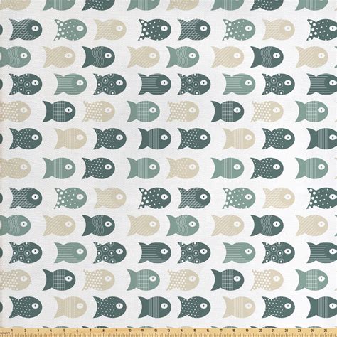 fish fabric   yard school  fish pattern  dost  stripes