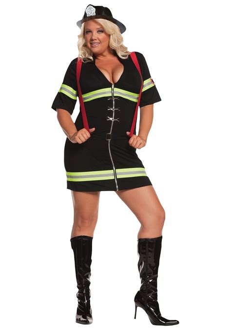 Plus Size Sexy Firewoman Costume Womens Sexy Firefighter