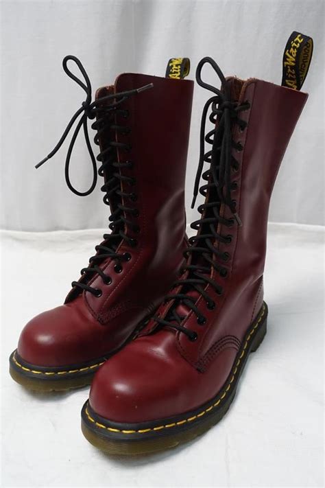 vintage  eye dr martens cherry red steel toe boots uk  shoes  docs boots uk combat
