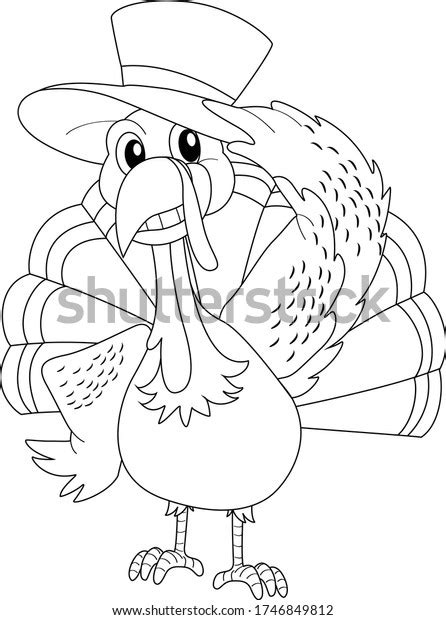 turkey wearing hat coloring page cartoon stock vector royalty free