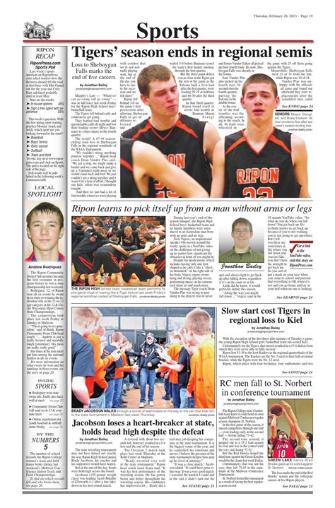 newspaper contest entry sports pages  ripon