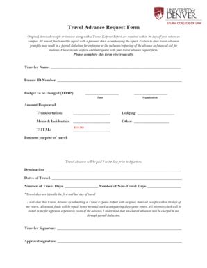 Travel Advance Request Form Template - Free Samples , Examples & Format