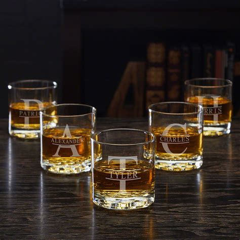Oakmont Personalized Groomsmen Whiskey Glasses Set Of 5