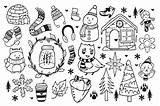 Doodles Winter Holiday Cart Thehungryjpeg Add sketch template