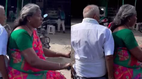 Viral Video An Old Woman Rides Like A Boss As Her Husband Sits Behind