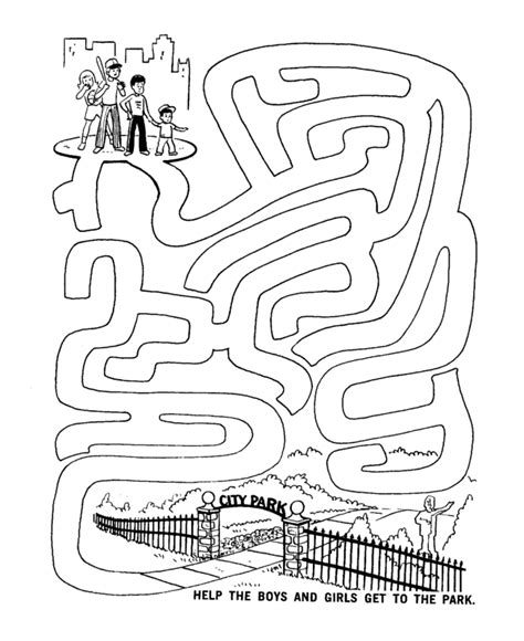 maze activity sheet pages kids park challenging maze activity page