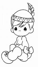 Coloring Pages Precious Moments Baby Indian Boy Kids Sheets Printable Printables Adult Native Color Print American Embroidery Colouring Ect Coloringbook4kids sketch template
