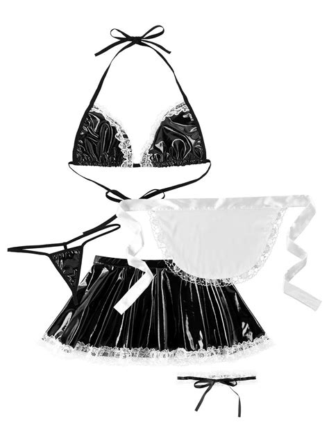 Naughty Lady Cosplay Costume Dress Up Women French Maid Bra Lingerie
