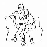 Bank Jungen Hugging Skizze Sitzen Minimalistic Away Sitzt Orasnap Einfarbige Paare Schauen Mannes Weg Weit Umarmend Paares sketch template
