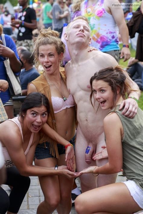 Three College Girls Happy To See Big Loose Penis In Public