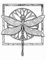 Coloring Pages Dragonfly Dragon Fly Flower Mandala Adult Flies Drawing Glass Choose Board sketch template