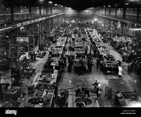 tank assembly  longbridge plant birmingham circa  stock photo