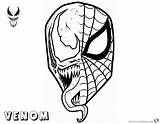 Venom Coloring Mask Pages Spiderman Printable Adults Kids sketch template