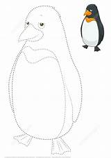 Tracing Dashed Trace Dotted Penguins Supercoloring sketch template