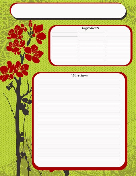 full page printable recipe template printable templates