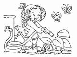 Coloring Garden Flower Watering Sheet Pages Plant Girl Touch Color Beautiful Add These sketch template