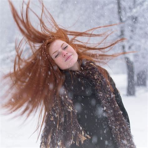 winter by nyamarkova red hair woman red hair freckles