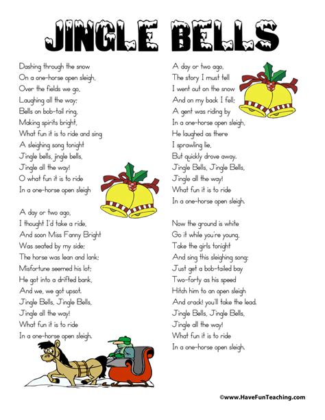 jingle bells lyrics  fun teaching