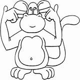 Apen Kleurplaten Aap Kleurplaat Monkeys Affen Macaco Coloriages Ausmalbilder Ouvidos Tampando Oren Colorir Singe Singes Gekke Vingers Kolorowanka Monos Imprimir sketch template