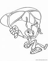 Flik Disneyclips Coloring Bug Gif Pages Life Parachuting sketch template