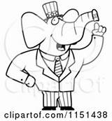 Elephant Politician American Clipart Coloring Thoman Cory Outlined Cartoon Vector Donkey Flag Democratic Clip Clipartof sketch template