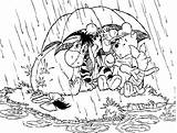 Coloring Rainy Pages Rain Umbrella Pooh Winnie Sheets Under Printable Kids Activities Friends Books Popular Adults sketch template