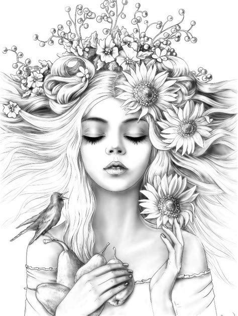 detailed coloring pages coloring pages  girls flower coloring