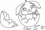 Easter Coloring Bunny Egg Pages Broken Sitting Color sketch template
