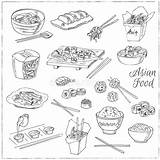 Food Chinese Asian Illustration Vector Decorative Pattern Set Icons Seamless Stock Menus Packages Recipes sketch template