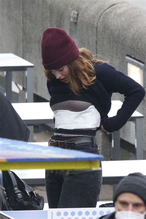 lily james on the set of what s love go to do wth it in southwark 01