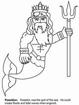 Poseidon Poseidone Poseidon3 Deus Kleurplaten Myths sketch template