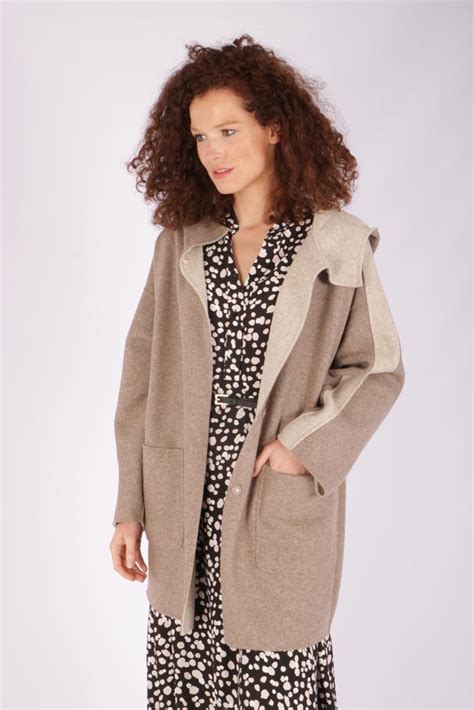 bruin grijze korte mantel van max mara studio daily jassen mantels  scalini
