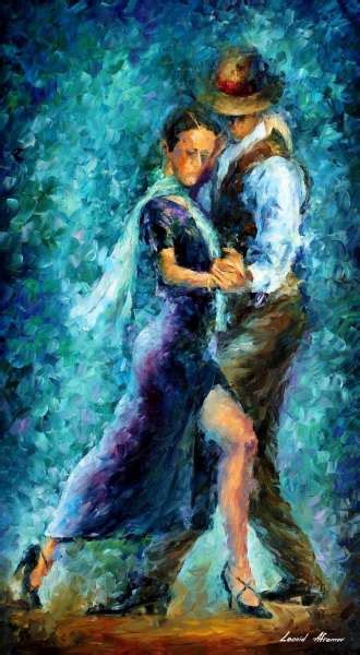 Blue Tango — Palette Knife Oil Painting On Canvas By