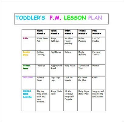 creative curriculum lesson plan toddler lesson plans template infant