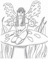 Mushroom Coloring Fairy Pages Sorceress Fairies Robin Great sketch template