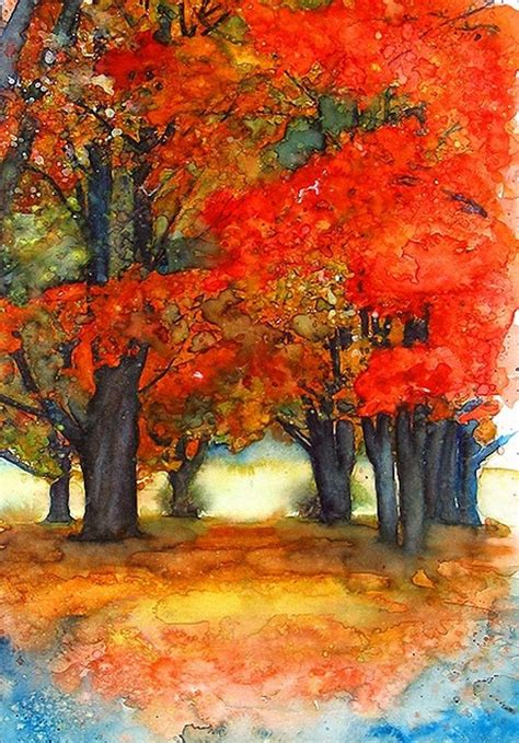 images  watercolor leaves  fall scenes  pinterest
