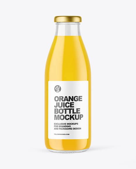 clear glass bottle  orange juice mockup   images high