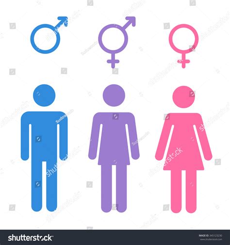 Set Gender Symbols Stylized Silhouettes Male Stock Vector