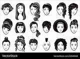 Female Hairstyle Advertising Elegant Icons Vector Set sketch template