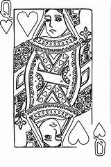 Queen Hearts Coloring Pages Cards Deck Card Playing King Clip Colouring Template Heart Drawing Sheets Color Clipart Clker Wonderland Alice sketch template