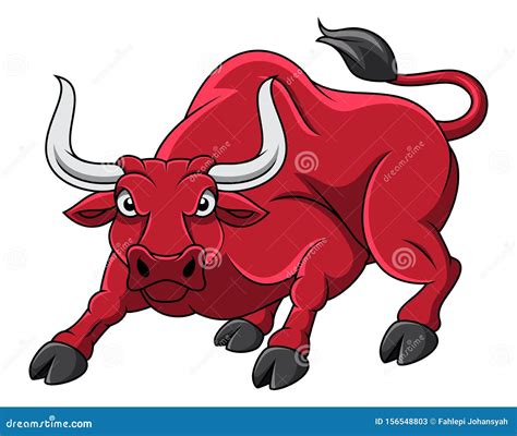 cartoon charging red bull mascot stock vector illustration  danger
