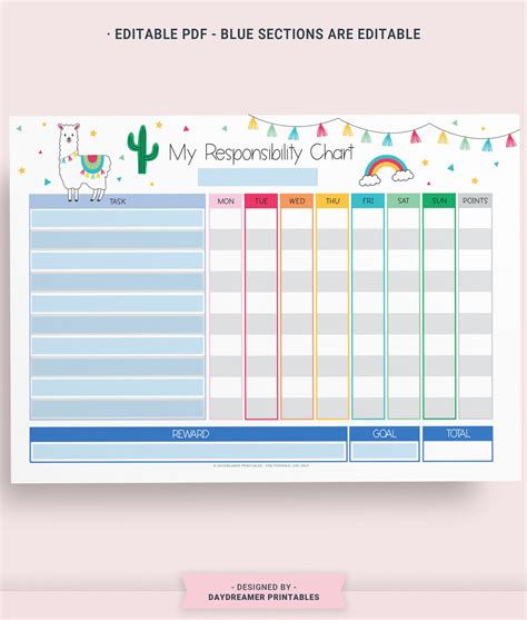 responsibility chart printable